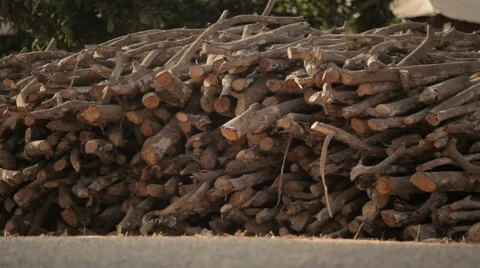 Firewood Drying by the road 스톡 동영상 64306128