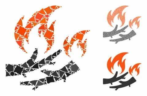 Firewood fire Composition Icon of Humpy Elements Illustrazione stock