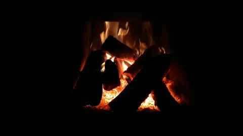 Firewood on fire in the fireplace Stock Footage 190531615