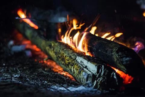 Firewood in the fire Stock Photos
