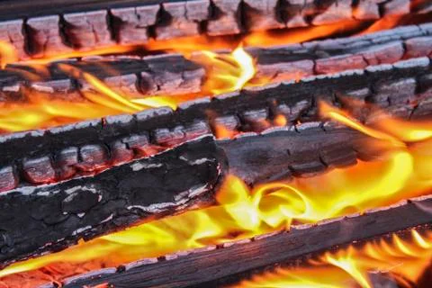 Firewood in the fire Stock Photos