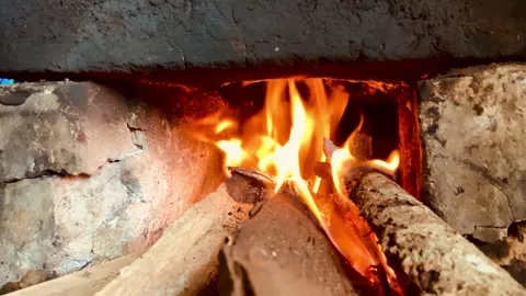 Firewood in the fireplace Stock Footage 327846831