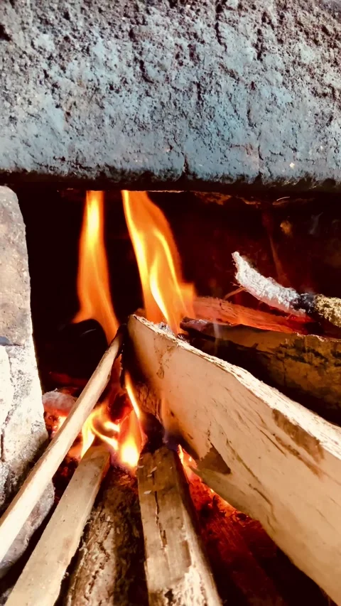 Firewood in the fireplace Stock Footage 327846897