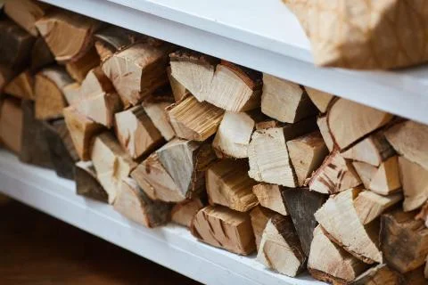 Firewood for the fireplace. horizontal image Stock Photos