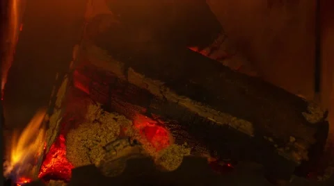 Firewood in the fireplace time lapse Stock Footage 60981614