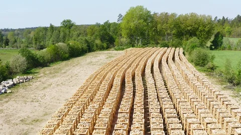 Firewood on pallets backwards flyover Stock Footage 108484056