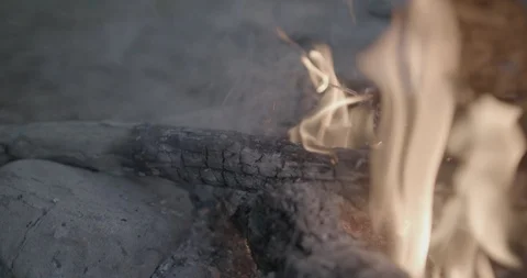 Firewood set ablaze in the campfire Stock Footage 104207865