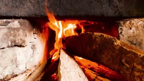 Firewood slowmotion in the fireplace Stock Footage 327847090