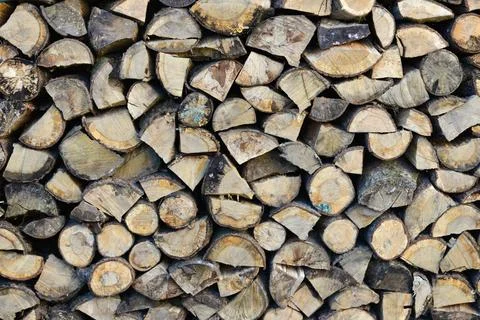 A firewood stack background Stock Photos