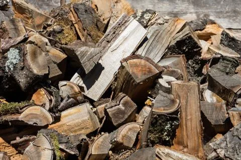 Firewood stack close up Stock Photos
