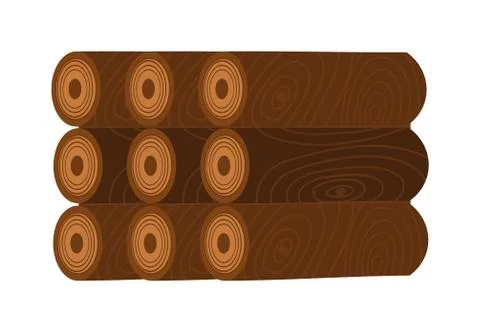 Firewood stack vector wooden material Illustrazione stock