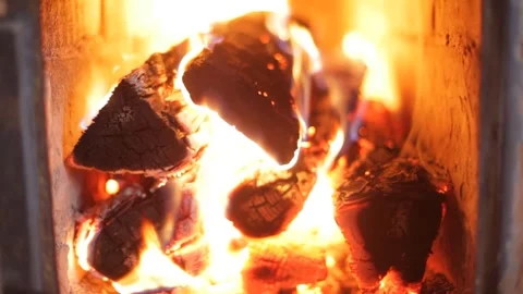 Firewood in the stove. Stock Footage 281485508