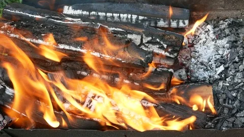 Firewood with tongue of flame Stock-Footage 87948846
