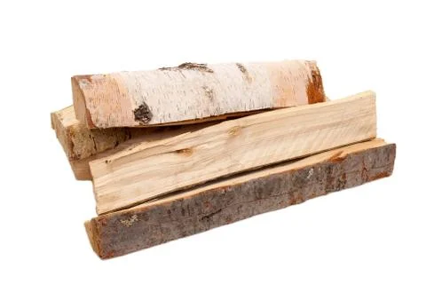 Firewood on white Stock Photos