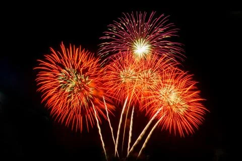Firework Abstract background,Fireworks light up the sky with dazzling display Stock Photos