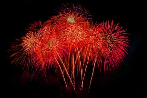 Firework Abstract background,Fireworks light up the sky with dazzling display Stock Photos