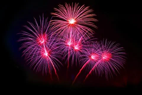 Firework Abstract background,Fireworks light up the sky with dazzling display Stock Photos