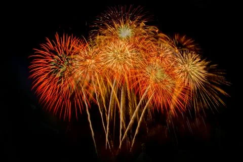 Firework Abstract background,Fireworks light up the sky with dazzling display Stock Photos