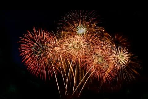 Firework Abstract background,Fireworks light up the sky with dazzling display Stock Photos