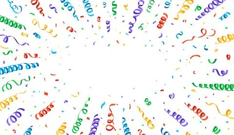 Firework and paper ribbons confetti background Иллюстрация