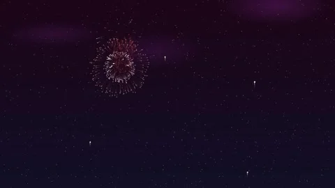 Firework animation with colorful bursts lighting up the night sky during a .. Stock Footage 325969725