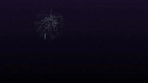 Firework animation with colorful bursts lighting up the night sky during a .. Stock Footage 325973972