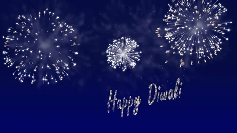Firework animation with happy Diwali text Stock Footage 107972844