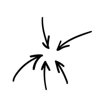 Firework arrow for infographics. doodle hand drawing sketch. vector element Illustrazione stock