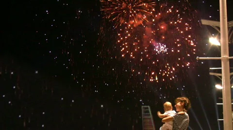 Firework &amp; baby 2 Stock Footage 326592