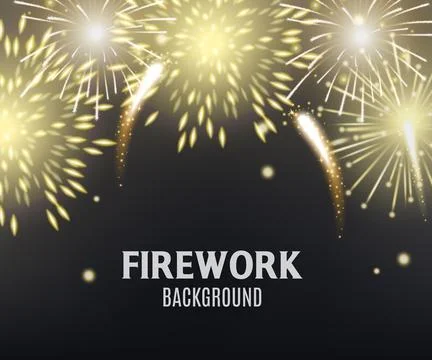 Firework background with lights explosion element realistic vector illustration. Stock Illustration
