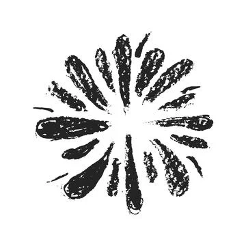 Firework black crayon drawing isolated on white background. firecracker in Stock Illustration
