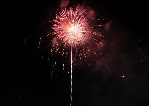 Firework blast in dark sky at night celebration new year,count down event,abs Stock Photos