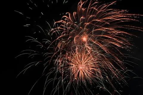 Firework blast in dark sky at night celebration new year,count down event,abs Stock Photos