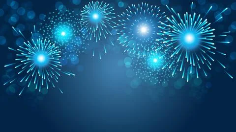 Firework on Blue background for  Christmas and Happy New Year celebration Stock Illustration