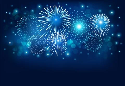 Firework on Blue background for  Christmas and Happy New Year celebration Stock Illustration