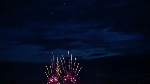 Firework from boat on evening sky Stock Footage 91101560