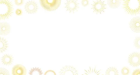 Firework border background, gold and silver fireworks frame, firework banner Stock Illustration