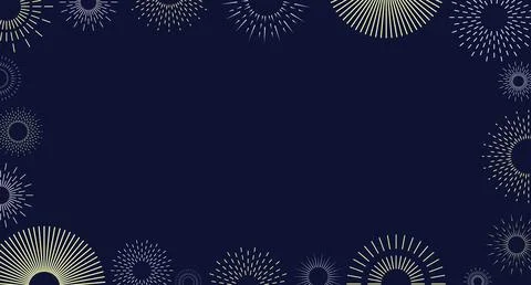 Firework border background, gold and silver fireworks frame, firework banner Illustrazione stock
