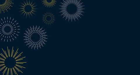 Firework border background, gold and silver fireworks frame, firework banner Stock Illustration