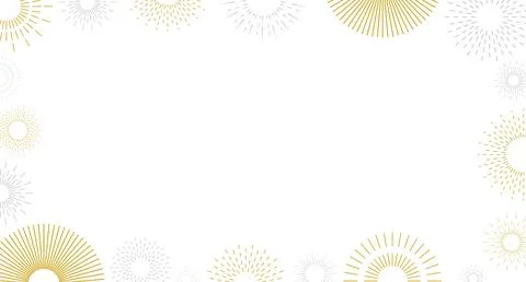 Firework border background, gold and silver fireworks frame, firework banner Illustrazione stock