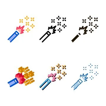 Firework burning icon vector styleset outline Illustrazione stock