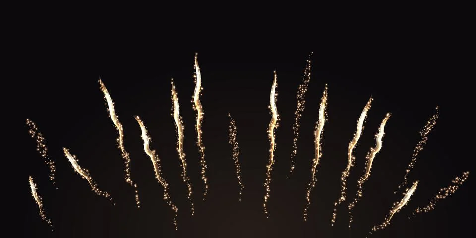 Firework burst isolated on dark horizontal background. Vector design element. Stock Illustration