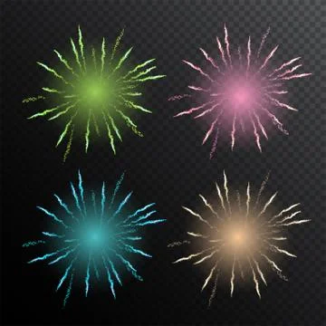 Firework burst set isolated on transparent background. Vector design elements. 스톡 일러스트
