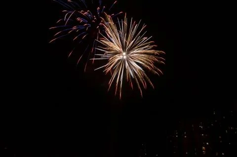 Firework Bursting in the Dark Stock Photos