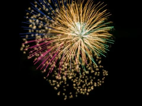Firework Bursts in Night Sky Stock Photos