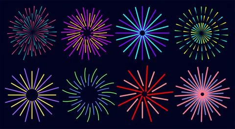 Firework carnival sun rays salute spark fire party Stock Illustration