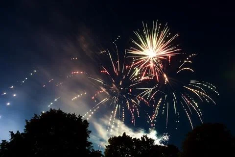 Firework celebration in Gloucester. Stock Photos