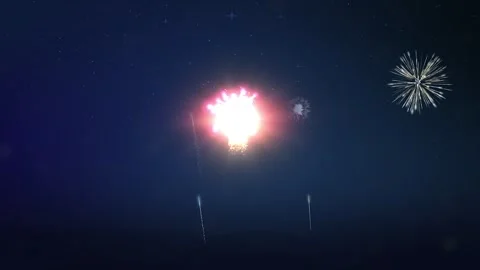 Firework Celebration template for 4th of july, Independence day, Happy New year, Stock Footage 242530389
