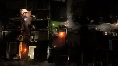 Firework celebration view from done at night, India Stock Footage 256969451