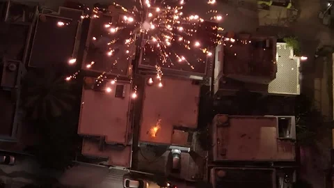 Firework celebration view from done at night, India Stock Footage 256969473